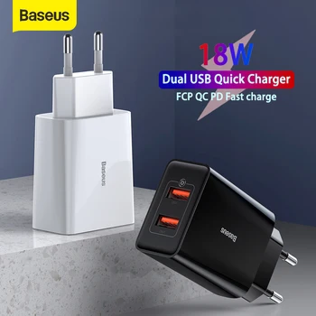 Baseus 18W USB Nabíjačka Podporu Rýchle Nabitie Typ-C PD QC Dual USB Rýchlu Nabíjačku Adaptér Prenosný Sieťovej Nabíjačky Pre Huawei Xiao