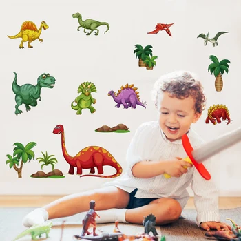 Nové samolepky na stenu dinosaura cartoon moderné chlapec, detské izby, spálne, dvere, nálepky domáce dekorácie QT1817