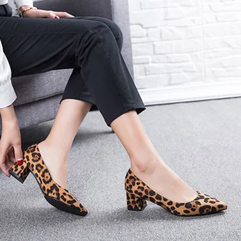 EAGSITY dámske topánky leopard Námestie podpätky ukázal prst dámske šaty, topánky sklzu na vysokom podpätku plytké strany svadobné práce čerpadlá