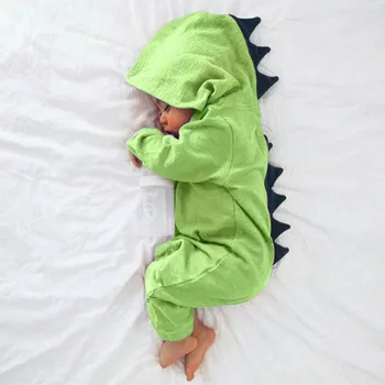 Roztomilé detské oblečenie Novorodenca Dieťa, Chlapec, Dievča Dinosaura s Kapucňou Romper Jumpsuit dieťa dlhý rukáv jeseň zimné Oblečenie ropa bebe