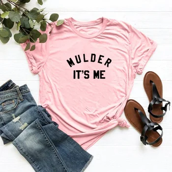 Mulder je Mi Tlač Letné T-shirt Ženy O-krku Bavlna Krátky Rukáv Fashion Zábavné Tričká Ženy Voľné T-shirt Femme