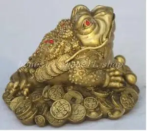 JH 305 Čínskej Starej číne fengshui bronz, meď Bohatstvo peniaze Zlaté Ropucha žaba zviera socha dekorácie bronz factory