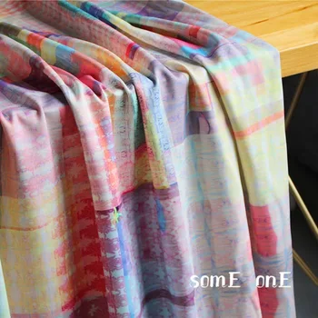 Nové Tlačené Úsek Potápanie Textílie Rainbow Abstraktný Priestor Bavlna vzduchová Vrstva DIY Bábika Dekor Kabát Cheongsam Šaty Návrhára Textílie