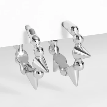 Jedinečný Dizajn Šidlo Lopta v Tvare Kruhu Hoop Náušnice pre Ženy, Skutočné 925 Sterling Silver Náušnice Huggie Ear Piercing Šperkov