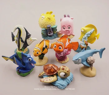 Disney, hľadá sa Nemo Dory 4-7 cm 9pcs/set mini PVC Akcie Obrázok držanie tela Model Anime Zber Figúrka Hračky, model pre deti