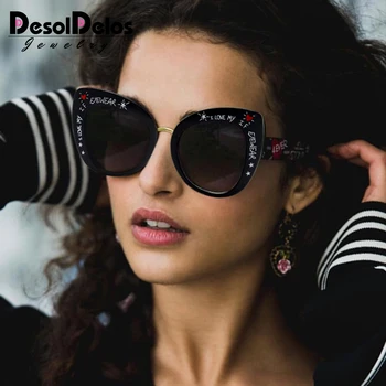 2020 Luxusné Značky Ženy Nadrozmerné Okuliare Značky Dizajnér Veľký Rám Vintage Leopard Čierny Rám Slnečné Okuliare Cateye Oculos