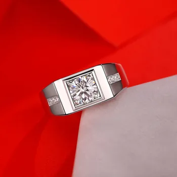 GEM BALET Muži Móda Diamantový Prsteň 925 Sterling Silver Moissanite Resizable Krúžok Výročie Svadby Promise Ring Otec Darček