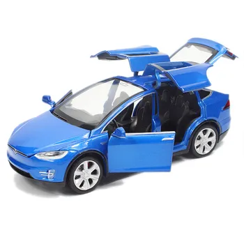 2020 New1:32 Zliatiny Auto Model Tesla MODEL X Kovové Diecast Hračky Auto S Vytiahnuť Späť Blikajúce Hudobné Pre Dieťa Darčeky biela