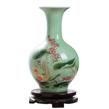 Jingdezhen Porcelánová Váza, ornament, obývacia izba kvet usporiadanie, suchý kvet, starožitné lotus vzor, Celadon Glazúra vázy