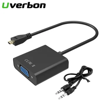 Uverbon 1080P Micro HDMI VGA Audio Converter Kábel Adaptéra Mužov a Žien Pre HD HDTV PC, Notebook, XBOX, PS3, PS4 Fotoaparátu Tabletu