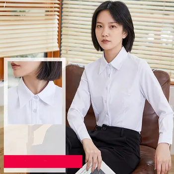 Kórejský Bavlnené Košele Ženy Tričko S Dlhým Rukávom Blúzky Office Lady Biele Košele Žena, Ružová, Blúzky, Topy Plus Veľkosť Ženy Basic Tričko