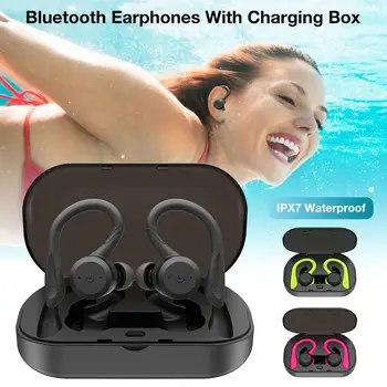 Bluetooth 5.0 TWS Bezdrôtové Slúchadlá IPX7 Nepremokavé Ucho-montáž In-ear Zníženie Hluku Ušné Sviečky S Nabíjanie Box Mikrofón