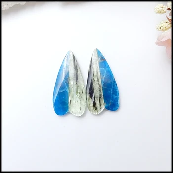 Prírodné Semi-drahé kamene, Šperky, doplnky, Zelené Kyanite s modrým apati Intarsia Srdce ženy náušnice perličiek,30x15x3mm,6.0 g
