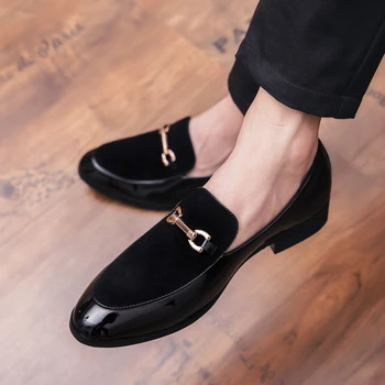 2019new jarné kožené topánky slip-on pánske Semišové mokasíny luxusné čierne brogues oxford obuv classic pohodlné moccasin