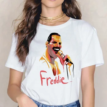 Freddie Mercury t shirt Ullzang tričko ženy ženskej hip hop nové t-shirt ulzzang Kráľovná Kapela estetické lete Bežné femme Obrázok