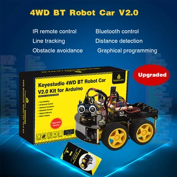 Keyestudio 4WD Multi BT Robot do Auta Inovované V2.0 W/LED Displej pre Arduino Robot Kmeňových EDU /Programovanie Robota Auto/DIY Kit