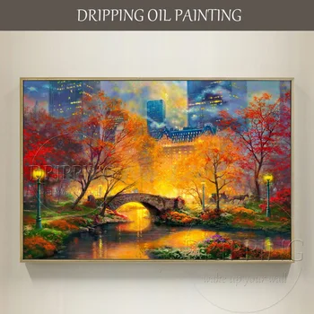 Nadaný Umelec Ručne maľované Vysokej Kvality Central Park V Páde, olejomaľba Reprodukovať Thomas Kinkade Krajiny olejomaľba
