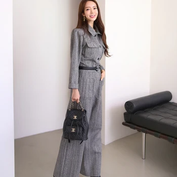 Han vydanie jeseň nový fond high-end temperament zobraziť tenký pás prijímať široký-legged nohavice kombinézach ženy móda povolanie