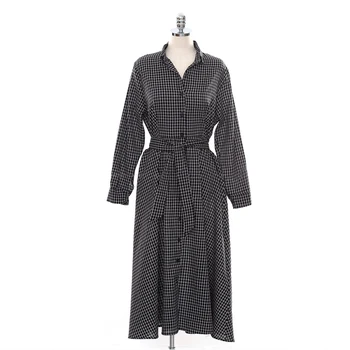 Zimný prehoz Dlho Maxi Šaty jeden kus dlhý Rukáv Voľné príčinné Office vintage riadok Šaty, oblečenie pre ženy