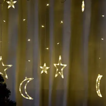 LED Star Mesiac Opony Svetlá na Vianočné String In Fairy Svetlo Svadobné Izba Reštaurácia Dekorácie 220V 3,5 M