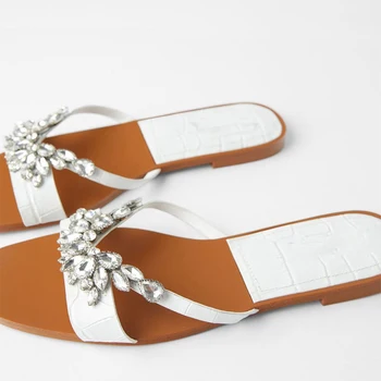 SOUTHLAND Letné nový plochý Akryl Diamond dekorácia Bytu päty papuče, Plážová obuv, sandále dámske topánky