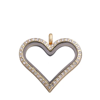 Nové 10pcs/veľa Srdce tvar s Kamienkami/plain plávajúce charms medailón sklo živou pamäťou lockets prívesok na náhrdelník