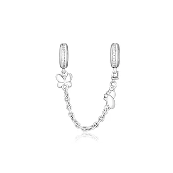 CKK Dekoratívne Motýle Bezpečnosti Reťazca Korálky Charms 925 Sterling Silver Pre Šperky, Takže sa Zmestí Pandora Náramok Kúzlo Perličiek
