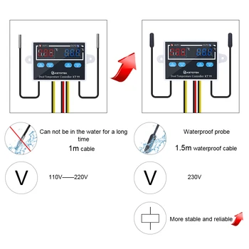 Digitálny Termostat Regulátor KT99 10A Priameho Výstupu, Regulátor Teploty LED Displej Vykurovanie Chladenie Spínača