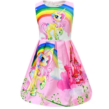 Dievčatko Letná Party Jednorožec Šaty Dievča Batoľa Motýľ Frock Školy Šaty Narodeniny Rainbow Tutu Šaty pre 2Year-10 rokov