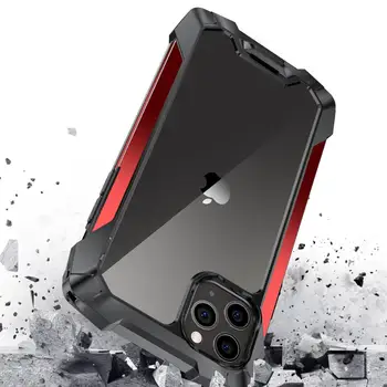 Shockproof Hybrid Brnenie Kovové puzdro Pre iPhone 12 Mini 12 Pro MAX Coque PC Akryl Transparentný Zadný Kryt Pre iPhone 11 Prípade