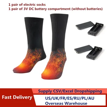 3V Tepelnej Bavlna Vyhrievané Ponožky Muži Ženy Batérie Prípade batériový Zime Nohy Teplejšie Elektrické Ponožky Elastické, Mäkké Ponožky