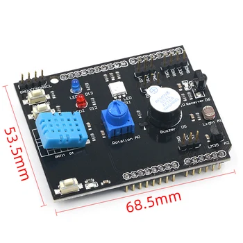 DHT11 LM35 Teplota Vlhkosť Senzor, Multifunkčný Expansion Board Adaptér Pre Arduino UNO R3 RGB LED IR Prijímač Bzučiak I2C