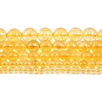 Prírodné Citrines Crystal Korálky Žltá Quartz Stone Korálky Voľné Kolo Korálky Pre Šperky, Takže DIY Náramok, Náhrdelník 15