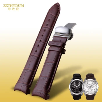 Zakrivené konci pravej kože náramok mužov watchband pre tissot T035 hodinky remienok 22 23 24 mm náramkové hodinky kapela motýľ spona