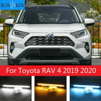 LED Svetlá pre Denné svietenie pre Toyota RAV 4 2019 2020 RAV4 DRL Žltá Zase signalizačná kontrolka Nepremokavé ABS Kryt