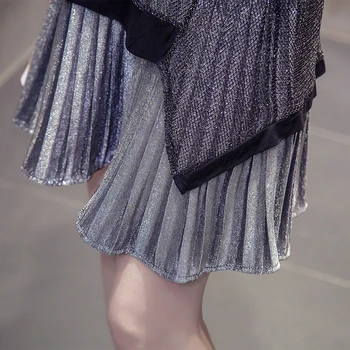 Nkandby Plus Veľkosť Ženy Šaty 2020 Letné Oblečenie Elegantné kórejský Krátky Rukáv Oka Patchwork Skladaný Nadrozmerné Lady Šaty 5XL