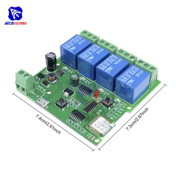 Diymore RF Smart Switch 4 Channel DC 7-32V Relé Modul Bezdrôtového WiFi Odkladu spínací App Diaľkový ovládač pre Smart Home