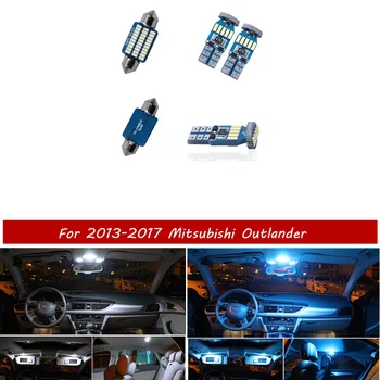 11Pcs Biela LED Lampa Auto Žiarovky Interiér Balík Kit Pre Roky 2013-2017 Mitsubishi Outlander Mapu Dome Kufra, Platňa Svetlo ice blue