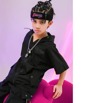 Ropa Hip Hop Oblečenie Pre Deti Black Topy, Nohavice Krátke Rukávy Voľné Neformálne Oblečenie Fáze Pódium Nosenie Deti Tanečných Kostýmov, 3607