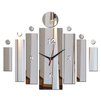 Hot predaj moderný štýl domova stene hodinky pre obývacia izba nástenné quartz hodiny diy zrkadlo akryl materiál nálepka na stenu