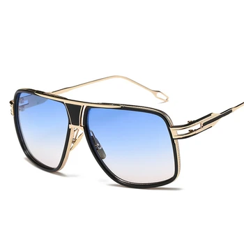 2021 Luxusné slnečné Okuliare Pre Mužov, Ženy Značky Kovové Veľké Rámu Okuliarov Dámy UV400 Modrá Čierna Slnečné okuliare, Muž Žena Okuliare