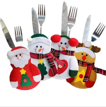 8pcs Kuchyňa Vyhovovali Striebro Držiteľov Vrecká Nože, Vidličky a Taška Snehuliak Santa Claus Elk Vianočné Party Dekorácie pre Deti