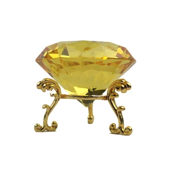 60 mm Crystal Diamond S voľným Zlaté Base Mini Figúrky Feng Shui Sklo Kryštály Figúrky Plavidlá Paty Dary