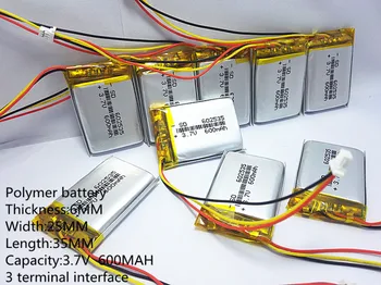3.7 V, 600mAh Nabíjateľná li Polymer Li-ion Batéria Pre slúchadlá tachografu MODEL 582535 SP5 mp3, mp4, GPS 602535 062535