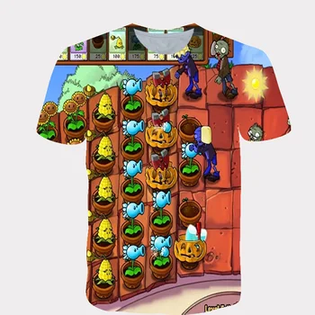2020New 3D vytlačené Rastliny vs zombie vtipné tričko slnečnice dievčatá chlapci 4-14T T-shirt grafické t košele streetwear plus veľkosť