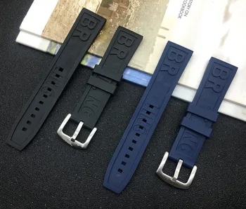 Značky 22 mm 24 mm Gumy silikónové Hodinky kapela Black Blue Yellow Red Watchband Pre Breitling Navitimer Pomstiteľ popruh logo na nástroje