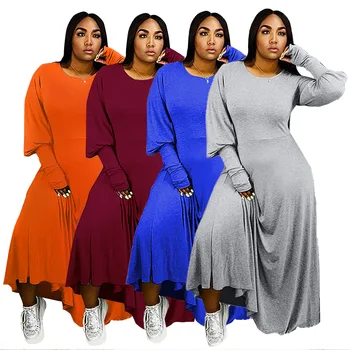 2020 Jeseň Bodycon Šaty Módne Voľné Farbou kolo Krku Dlhé Šaty pre Ženy, Európske a Americké Oblečenie
