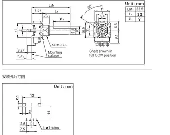 RK11K typ 4 pin, single axiálne potenciometer B10K dlho 13MM zosilňovač B103 štyri volume potenciometer