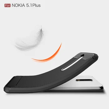 Nárazník Prípade Pre Nokia 5.1 Plus X5 Mäkké TPU Silikónové Vybavené Kryt Nokia5.1 Plus Uhlíkových Vlákien Shockproof Telefón Prípadoch Späť Funda