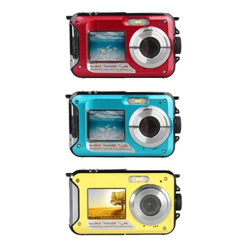 Vodotesný Digitálny Fotoaparát s rozlíšením 1080P HD, 2.4 MP Dvojitá Obrazovka Selfie Video Rekordér pre Plávanie pod vodou DV Rekordér
